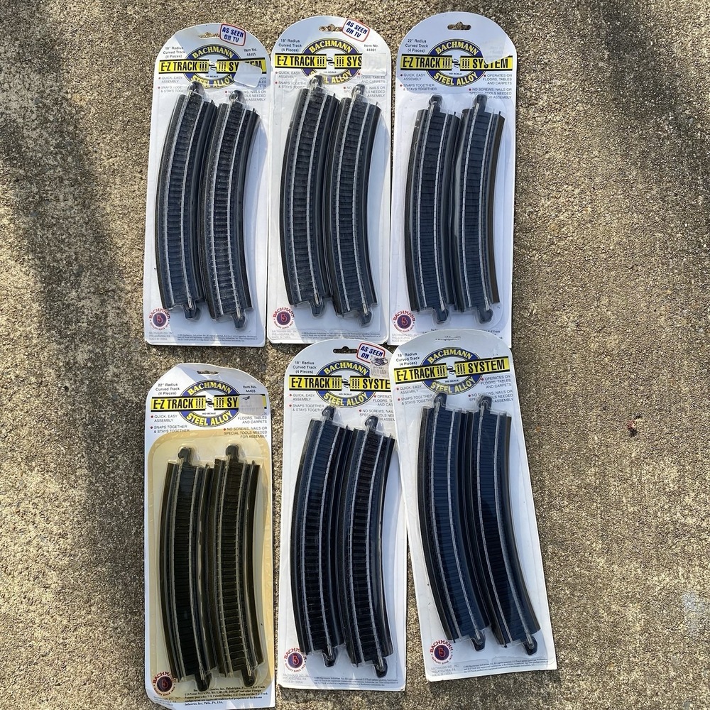 Lot 24 Bachmann E-Z Track HO Scale 18" Radius Steel Curve E-Z Track NEW 44401‎